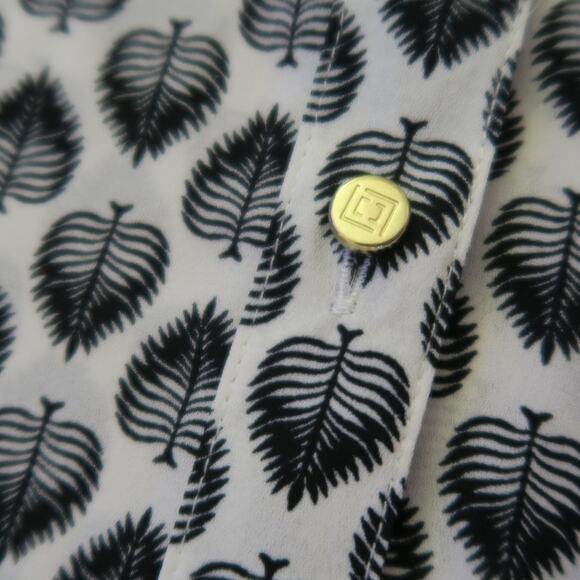 Liz Claiborne Womens Sleeveless Feather Print Blouse M White/Black NEW Button Up - Picture 6 of 8